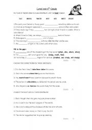 English worksheet: Grade 6 ESL level test