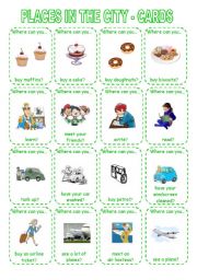 English Worksheet: PLACES IN THE CITY - GAME (2) CARDS