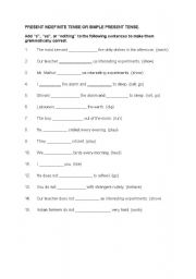 English worksheet: Simple Present Tense Subject Verb Agreement With Answers