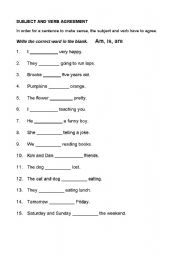 English worksheet: Present Tense Use of is, am, are. With answers