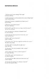 English worksheet: REPORTED SPEECH WITH ANSWERS