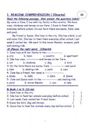 English Worksheet: reading comprehension