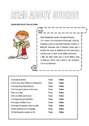 English Worksheet: truefalsereading