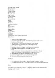 English worksheet: ESL GAme