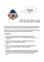 English worksheet: Context Clues in Reading Comprehension