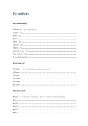 English worksheet: numbers