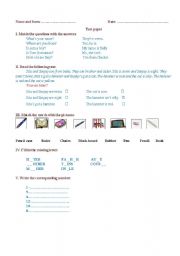 English Worksheet: back to school