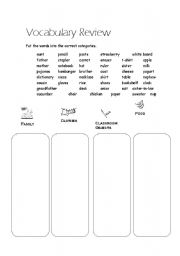 English worksheet: Vocabulary Review