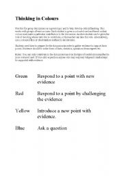 English worksheet: Thinking in colours