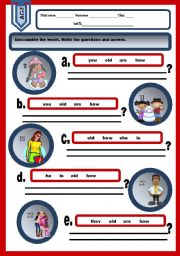 English Worksheet: Ask and answer about age