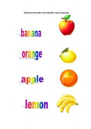 English worksheet: fruits word