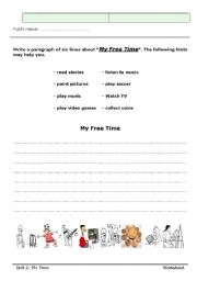 English worksheet: my free tme....