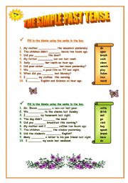 English worksheet: Exercises about the Past Tense