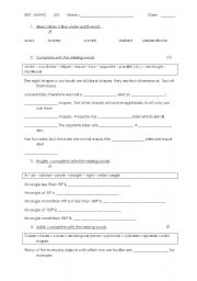 English Worksheet: Test about shapes and lines