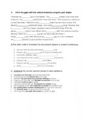 English worksheet: past tenses, present continuous and present perfect