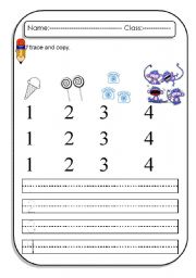 English worksheet: Count and Trace