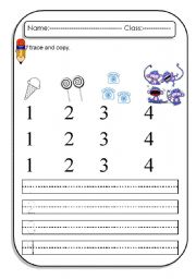 English Worksheet: Count and Trace