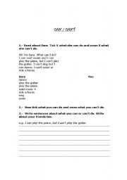 English Worksheet: can/cant