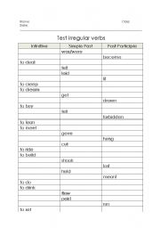 English Worksheet: Test irregular verbs