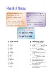 English Worksheet: plural of nouns