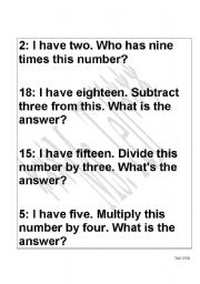 English Worksheet: I have who has general math