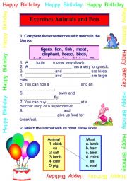 English Worksheet: Animals and Pets 1