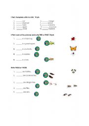 English worksheet: animals