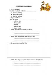 English worksheet: Overcome your fears 