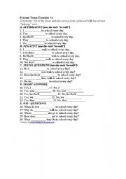 English worksheet: present simple tense