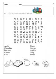 English Worksheet: Little red WORDSEARCH