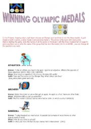 English worksheet: winning Olympic medals