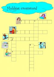 English worksheet: Hobbies Crossword