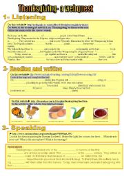 English Worksheet: A webquest for thanksgiving