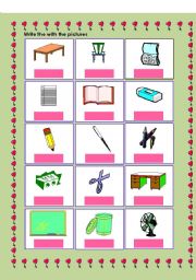 English Worksheet: School objects
