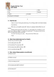 English worksheet: Written test