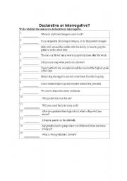 English worksheet: Declarative and imperative sentences