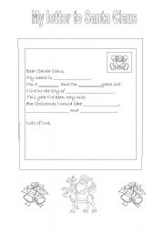 English Worksheet: My letter to Santa (Christmas)