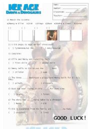 ICE AGE 3 - Exercises about the film - elementary