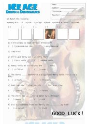 ICE AGE 3 - Exercises about the film - elementary