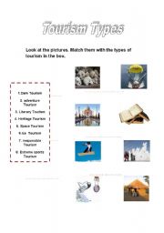 English worksheet: tourism types
