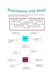 English worksheet: Expressions with Mind