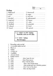 English Worksheet: Feeling adj+ed