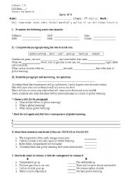 English Worksheet: global warming