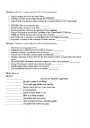 English Worksheet: Fact and Opinion