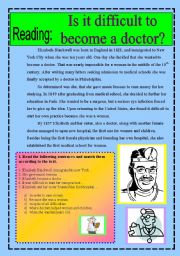 English Worksheet: Reading: Is it difficult to become a doctor?