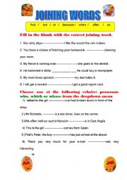 English worksheet: joining words