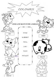 English Worksheet: Funny colouring with animals