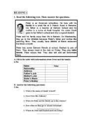 English Worksheet: Reading 