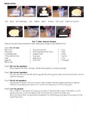 English Worksheet: how to make American pancakes - matching exercise on recipe actions and recipe
