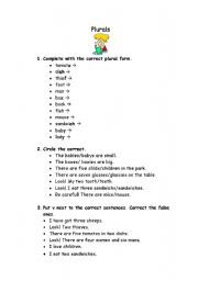 English Worksheet: Plurals